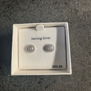 Sterling Silver Round Diamond Accent Halo Earrings
